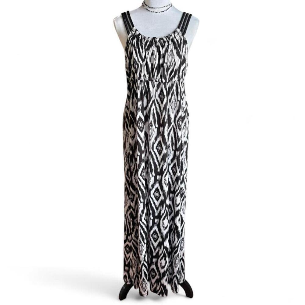 Black and white Boho Fairy  maxi dress with braided straps Size: Large